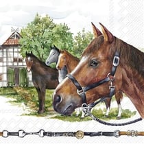 Lot de 4 serviettes en papier découpage collage 33 cm CHEVAUX 3031