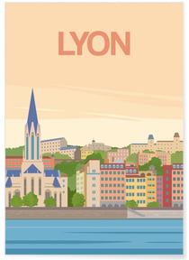 Affiche ville de Lyon 2 | A3 : 29,7x42cm