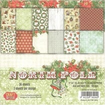 36 papiers imprimés scrapbooking 15 x 15 cm CRAFT & YOU NORTH POLE