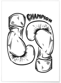 Affiche Boxe Champion | A3 : 29,7x42cm