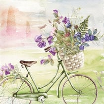 Lot de 4 serviettes en papier découpage collage 33 cm VELO FLEUR D 108 XL
