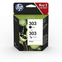 Pack de 2 Cartouches d'encre N°303 3YM92AE Noir + 3 Couleurs HP