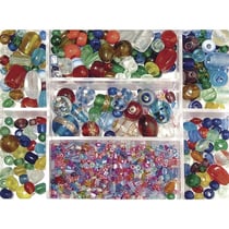 Boîte perles en verre, Colore, Mélange couleurs+tailles, Boite 115g