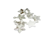 10 Petites breloques fines étoile strié 12.5*10mm laiton plaqué argent 925