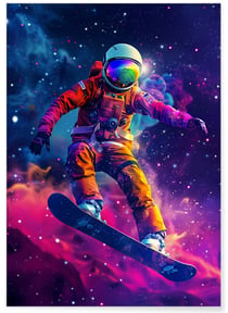 Affiche Astronaute en Snowboard Cosmique | A3 : 29,7x42cm