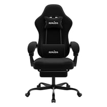 chaise gaming ergonomique avec repose-pieds, support lombaire et hauteur réglable - Noir