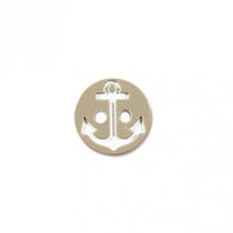 Lot de 6 boutons 2 trous ancre marine beige/blanc 13mm