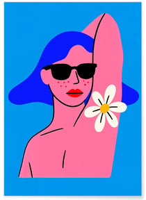 Affiche Femme à la fleur pop | A3 : 29,7x42cm