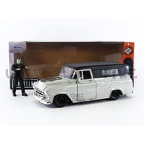Voiture Miniature de Collection - JADA TOYS 1/24 - CHEVROLET Suburban - Gris avec Figurine de Frankenstein