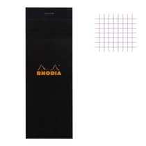 Bloc notes - Shopping - 7,4 x 21 cm - Petits Carreaux - 80 feuilles - Noir - Rhodia