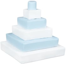 Pyramide - lot de 6 gros blocs blanc bleu pastel - Velinda
