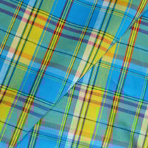 Tissu madras véritable 1m - Turquoise, jaune,rouge - designers-factory