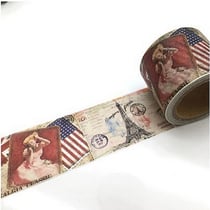 Washi Tape Masking Tape ruban adhésif scrapbooking 3 cm x 4.5 m VINTAGE FRANCE AMERIQUE