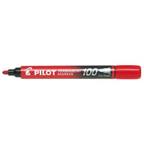 Lot de 12 Marqueurs Permanent SCA 100 Pointe Ogive Fine/Moyenne Rouge PILOT