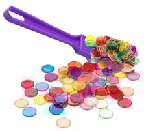 Baton magnétique violet + 100 pions de loto - ramasse jetons - kit accessoires bingo