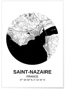 Affiche Carte Saint-Nazaire | A3 : 29,7x42cm