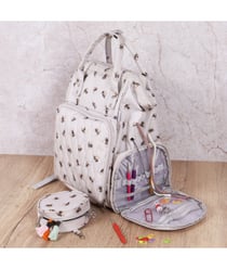 Sac à dos de voyage multi-rangements motif abeille - 30 x 24 x 43 cm – Spécial couture, tricot, crochet,... - Hobby Gift Ecru
