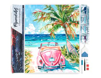 Diamond Painting Broderie Diamant Figured’Art 40x50cm toile entière roulée avec diamants carrés - Voiture rose près de la mer