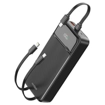 Max excell Batterie de Secours 20000mAh 2 Port USB-A / USB-C avec 2 Câbles et Écran LCD Noir