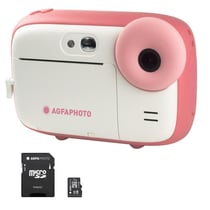 AGFAPHOTO Pack Realikids Instant Cam + 1 carte Micro SD 32GB - Appareil Photo Instantané Enfant, Ecran LCD 2,4', Batterie Lithium, Miroir Selfie et filtre photo - Rose