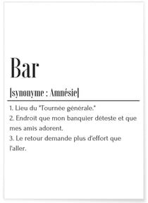 Affiche Définition Bar | A3 : 29,7x42cm