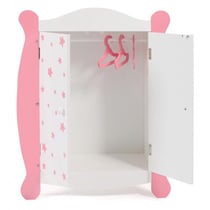 Armoire de poupée étoiles rose en bois - dressing, penderie - bayer chic 2000 - 51988 - meuble poupon