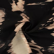 Tissu Viscose aspect Lin Cloudy beige sur fond Noir - Au mètre