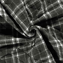 Tissu Tartan touché laine envers doudoune Storia Carreaux sur fond Gris foncé