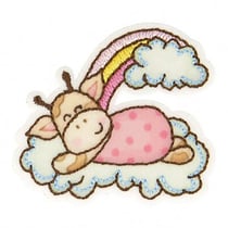 Lot de 3 écussons thermocollants girafe mignonne sur un nuage 4x5cm