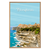 Tableau mural encadré illustration Bonifacio 65x97 cm