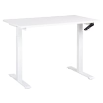 Bureau Réglable Manuellement Plateau Blanc et Structure Acier 120 x 72 cm Hauteur Ajustable Assis Debout Pieds Carrés Design Moderne