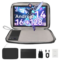 Tablette 10.4'' Android 14 Octa-Core, 163+13Go RAM, 128Go ROM, Écran HD Protection des yeux, Double Caméra 5MP+8MP, avec sac, Noir