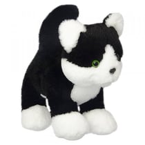 Peluche chat noir et blanc 28 cm - wild planet - k8711