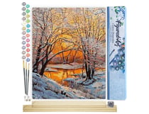 Peinture par Numéro Figured'Art - Arbres en Hiver - Kit de Loisir Créatif DIY Numéro d'Art Complet - 40x50cm toile roulée + châssis en bois à monter