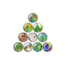 10 cabochons rond en verre assorties 25 mm PAON
