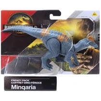 Coffret dinosaure rebirth : minqaria - combat extrême - dino articulé 20 cm - jurassic world - mattel