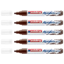 Lot de 5 marqueurs peinture acrylique pointe moyenne 2-3 mm - EDDING - Marron Chocolat - 5100
