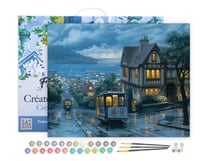 Peinture par Numéro Figured'Art avec Cadre - Tramway au crepuscule - Kit de Loisir Créatif DIY Numéro d'Art - 40x50cm toile tendue sur châssis