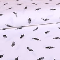 Tissu Coton LittleBird Blanc Plumes Noires - Au mètre
