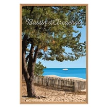 Tableau mural encadré illustration plage du bassin d'Arcachon 65x97 cm