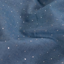 Tissu Chambray Coton Strass sur fond Bleu denim
