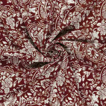 Tissu Crêpe de Viscose Motif abstrait sur fond Bordeaux