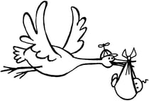 Tampon en bois Cigogne et bébé