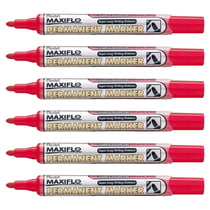 Lot de 6 marqueurs permanents - PENTEL - MAXIFLO NLF50 - Pointe conique 2 mm - Rouge