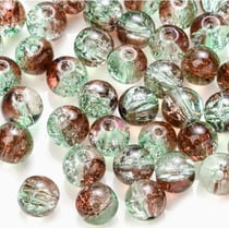100 perles ronde en verre craquelé fabrication bijoux 8 mm deux couleurs MARRON VERT