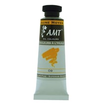 Peinture à l'huile fine en tube jaune moyen 45ml - Amt