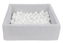Piscine à balles pour enfant, 90x90 cm, Aire de jeu + 150 balles blanc