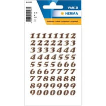Chiffres - Stickers - Autocollant - 8mm diamètre - Doré - 0 à 9 - 1 planche