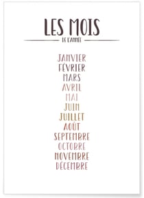 Affiche Les mois de l'année | A3 : 29,7x42cm