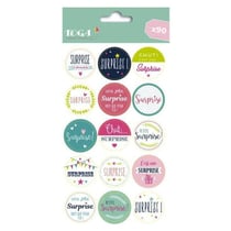 90 pastilles autocollantes pour emballage cadeau - Surprise
